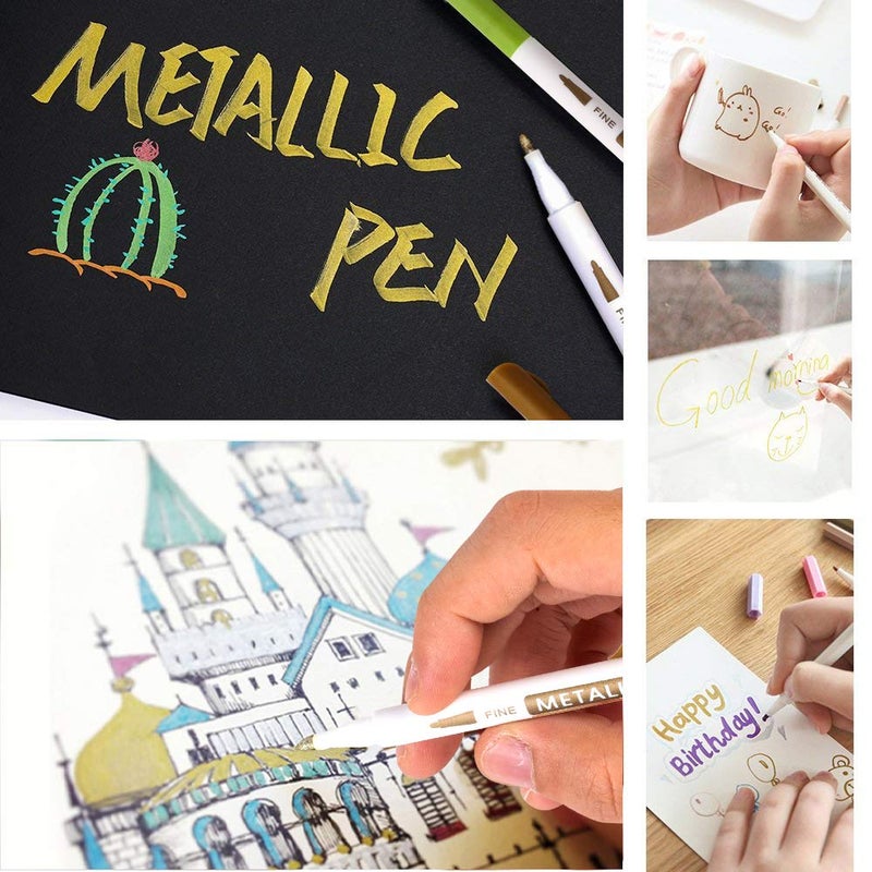 Lelix Metallic Brush Markers and Metallic Brush Tip Pen Set - 15 Colours - Image 3
